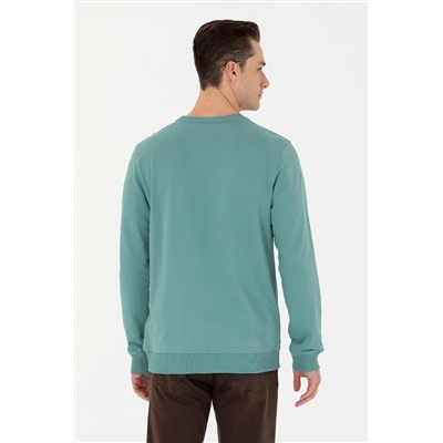 Erkek Mint Bisiklet Yaka Sweatshirt