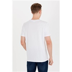 Erkek Beyaz Basic Bisiklet Yaka Tişört
