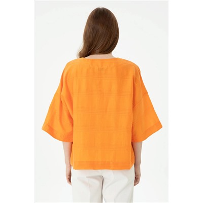 Kadın Turuncu Kısa Kollu Gömlek