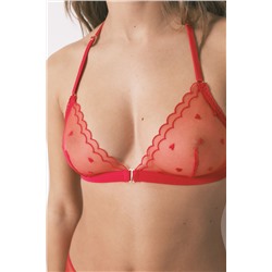 Sujetador triangular tul rojo bordado NATURAL