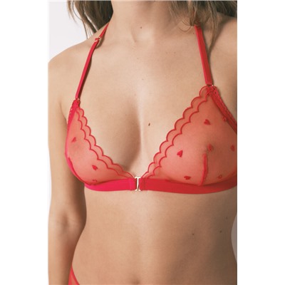 Sujetador triangular tul rojo bordado NATURAL