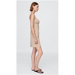 Shirred Button-Front Dress