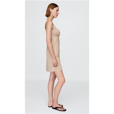 Shirred Button-Front Dress