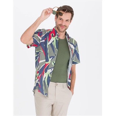 Haki Regular Fit Kısa Kollu Gömlek