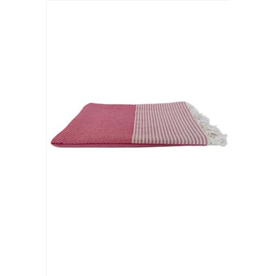 Peştanoz Peştemal, %100 Pamuk ,kareli Desen Pembe, Plaj Havlusu , Banyo Havlusu