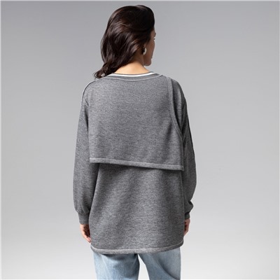 Лонгслив многослойный, Преданная стилю (grey, 2 в 1)