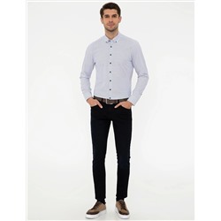 Lacivert Slim Fit Uzun Kollu Gömlek