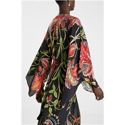 Vestido largo loose manga ancha 3/4