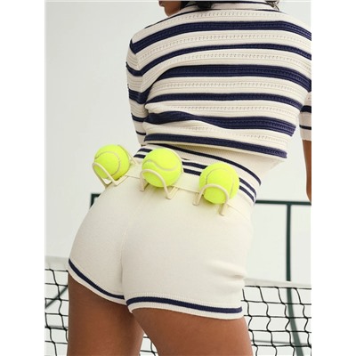 For Love & Lemons Simona Pointelle Striped Shorts