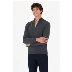 Erkek Antrasit Melanj Basic Triko Hırka