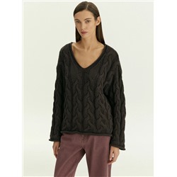 Джемпер с узорной вязкой из смесового хлопка, B3023/fondant