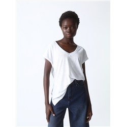 SHORT SLEEVE LINEN-EFFECT T-SHIRT