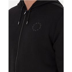Siyah Regular Fit Fermuarlı Eşofman Üstü