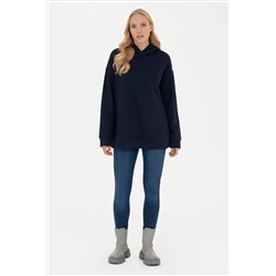 Kadın Lacivert Kapüşonlu Sweatshirt