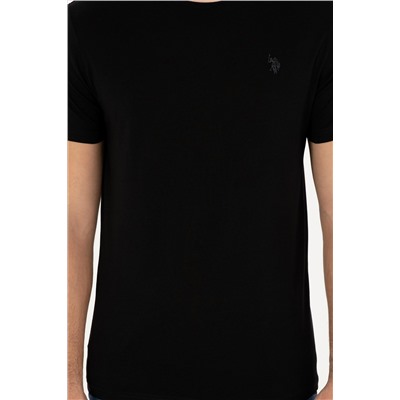 Erkek Regular Fit Bisiklet Yaka Siyah Basic Tişört