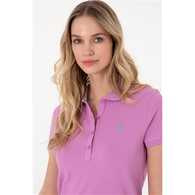 Kadın Fuşya Basic Polo Yaka Tişört