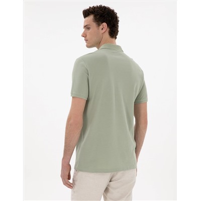 Çağla Yeşili Regular Fit %100 Pamuk Polo Yaka Basic Tişört