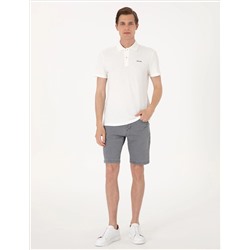 Ekru Slim Fit Örme Dokulu Polo Yaka Tişört