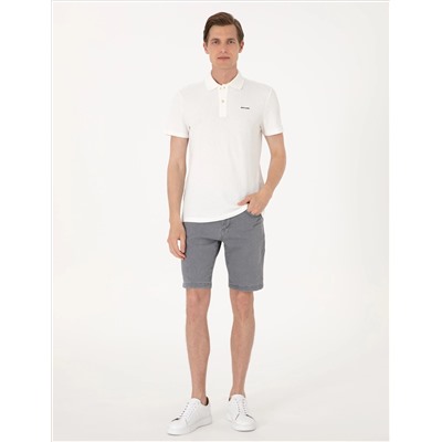 Ekru Slim Fit Örme Dokulu Polo Yaka Tişört