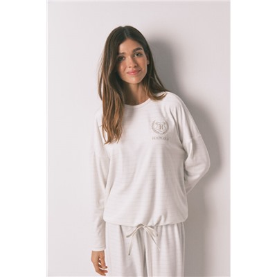 Pijama largo polar estampado rayas lurex