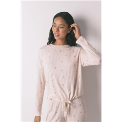 Pijama larga viscosa estampado floral rosa
