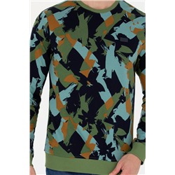 Erkek Yeşil Bisiklet Yaka Sweatshirt