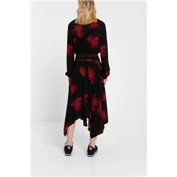 Vestido evasé manga larga