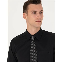 Siyah Regular Fit Uzun Kollu Basic Gömlek