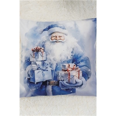 Наволочки Дед мороз и снеговик синий 2 шт велюр