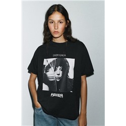 LADY GAGA FADED-EFFECT T-SHIRT