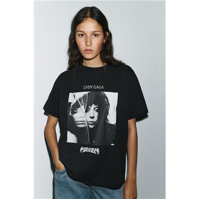 LADY GAGA FADED-EFFECT T-SHIRT