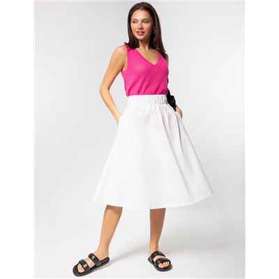 Юбка на широкой резинке с карманами из плотного поплина