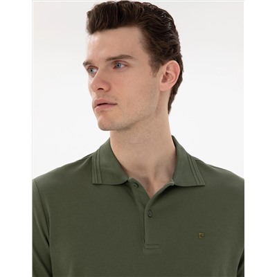 Haki Regular Fit %100 Pamuk Polo Yaka Basic Tişört