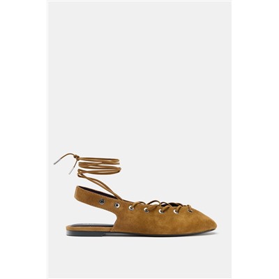 SUEDE TIE SLINGBACK SHOES