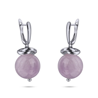 Серьги Терра (морганит фиолетовый 12мм, покрытие родий), Есть комплект