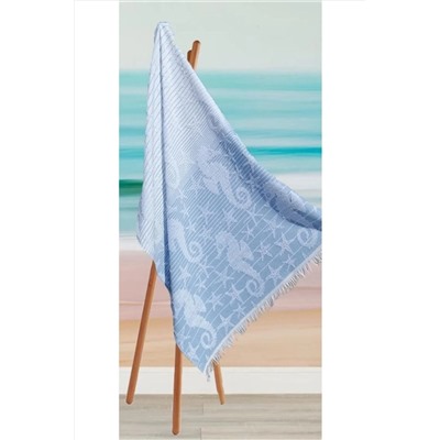 Nina Home Havlu Peştemal, Plaj Havlusu, Banyo Havlusu, Mavi Denizatı Desen