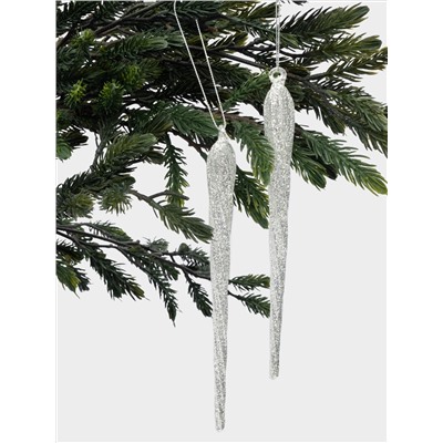 Игрушка елочная, 20 см, 2 шт, стекло, шампань, Сверкающая сосулька, Event