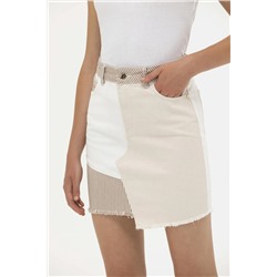 Kadın Krem Jean Etek