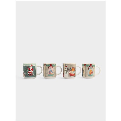 Кружка, 350 мл, 4 шт, фарфор N, Украшенный дом, Band
