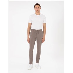 Bej Slim Fit Esnek Jogger Kanvas Pantolon