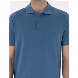 Koyu Mavi Regular Fit %100 Pamuk Polo Yaka Basic Tişört