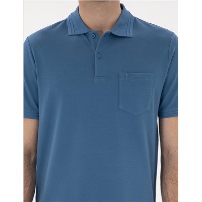 Koyu Mavi Regular Fit %100 Pamuk Polo Yaka Basic Tişört
