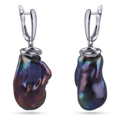 Серьги Барокко (жемчуг бензиновый; покрытие родий), Есть комплект