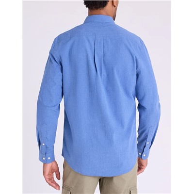 LONG SLEEVE PEACHED HEATHER CHEST STRIPE SHIRT
