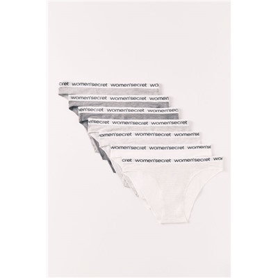 Pack 7 bragas clásicas algodón logo rayas