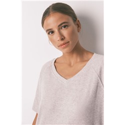 Pijama largo canalé perchado gris