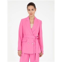 Pembe Keten Karışımlı Regular Fit Ceket