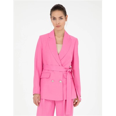 Pembe Keten Karışımlı Regular Fit Ceket