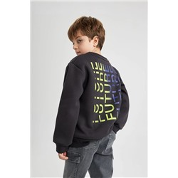Defacto Erkek Çocuk Bisiklet Yaka Baskılı Kalın Sweatshirt B2966A823WN