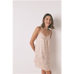 Camisón holgado satén flor rosa